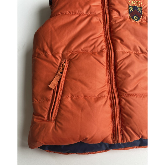 Ralph Lauren Reversible Kid's Feather Down Puffer Vest Stripe Solid Crest Size 5 - Picture 12 of 16